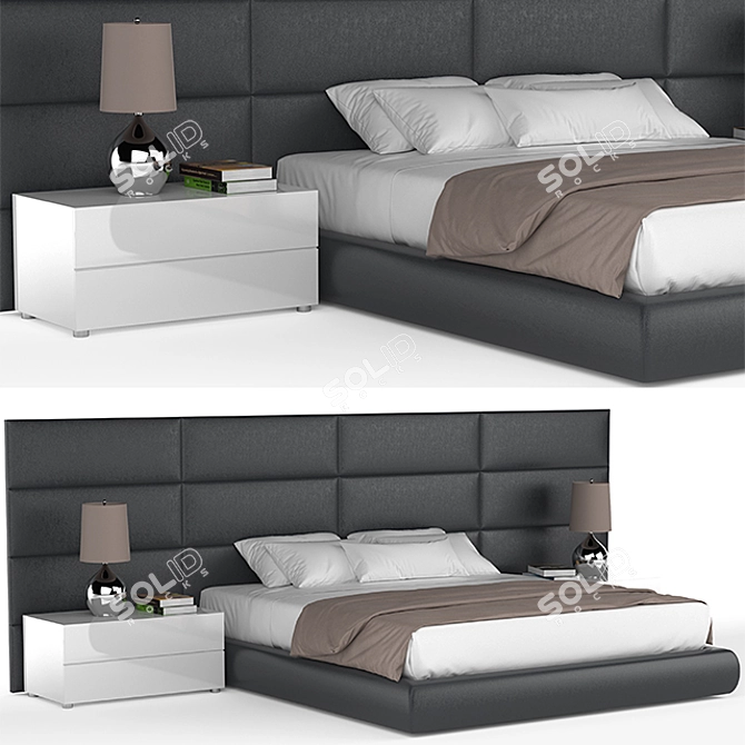 Poliform Contemporary Bed with Textures 3D model image 1