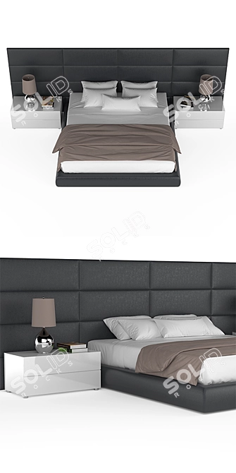 Poliform Contemporary Bed with Textures 3D model image 3