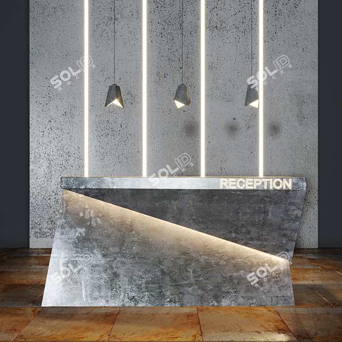 Modern Loft Reception Desk 3D model image 1