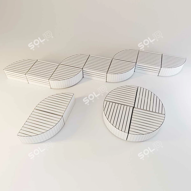 Modular Orbit Bench Set: Versatile Street Furniture Set 3D model image 2