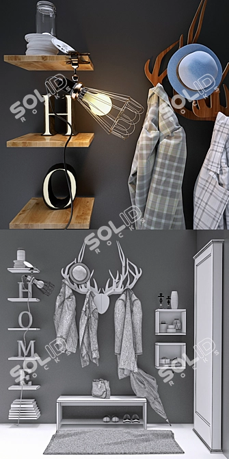 Modern Hallway Decor Set 3D model image 3