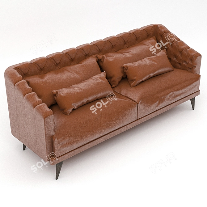 Vintage Brandy Leather Sofa 3D model image 2