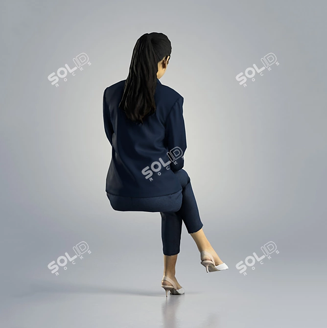 Emily Business Sitting 3D Model 3D model image 2