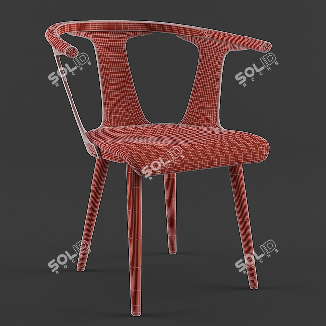 Contemporary Barca Armchair: Ash Wood Frame & Fabric Seat 3D model image 3