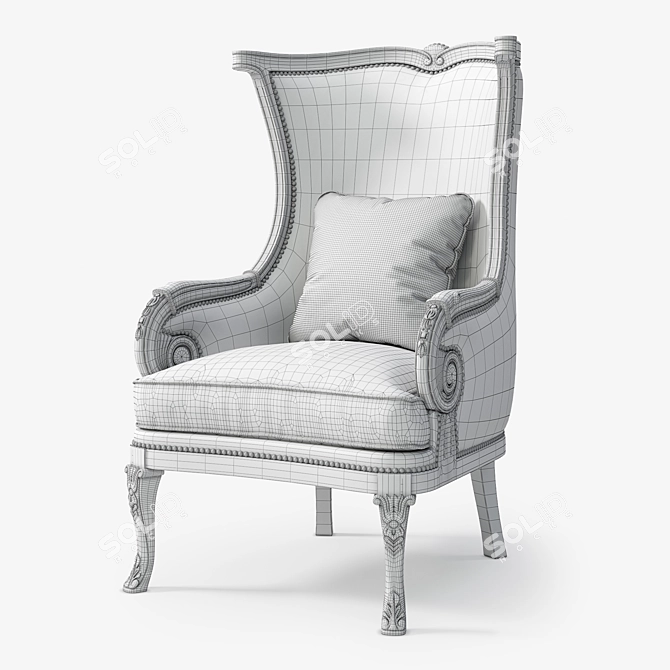 Elegance at its Finest: Massoud Silver Damask Chair 3D model image 3