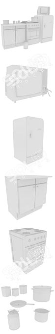 Vintage Soviet Kitchen Collection 3D model image 3