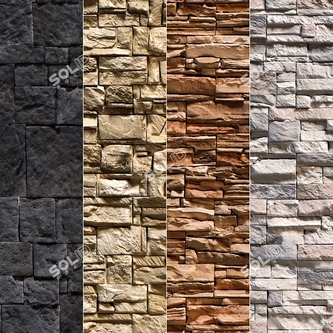 Modern Stone Walls Collection - Set 14 3D model image 1
