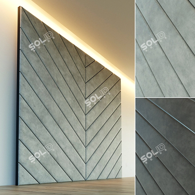 Soft Panel Decor: Stylish Metal Trim Wall 3D model image 1