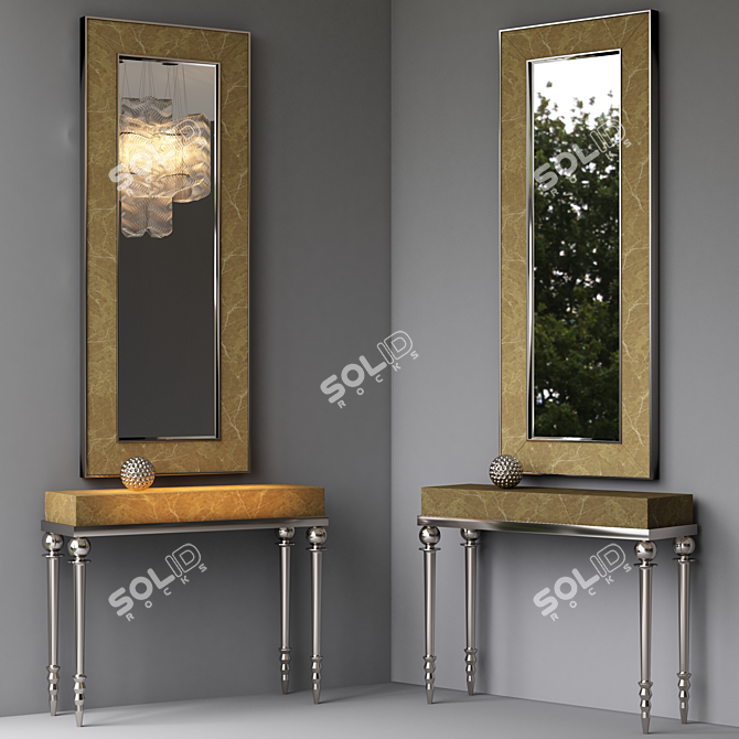 Modern Luxe: Visionnaire Cycas Console, Kudrun Mirror, Gabriellab 3D model image 1