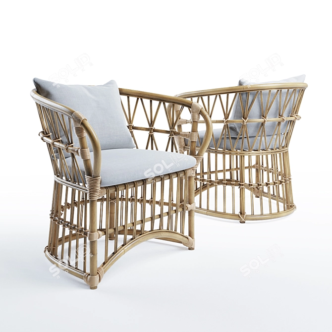 Elegant San Francisco Rattan Chair 3D model image 1