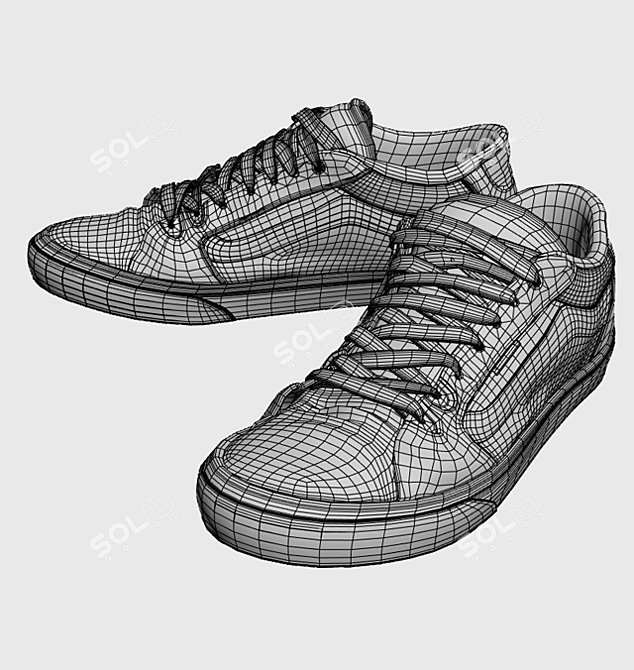 Vans Grunge Mid Poly Shoes 3D model image 3