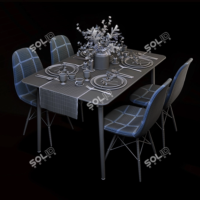 Elegant Dining Set with Accessories 3D model image 3