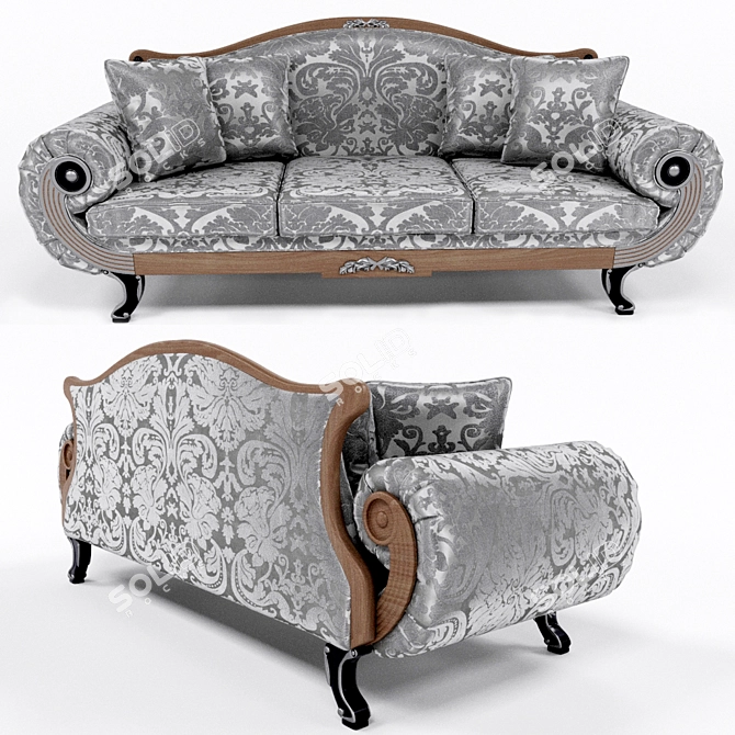 Luxurious Alexandra 3-Seater Sofa by COLECCION ALEXANDRA 3D model image 2