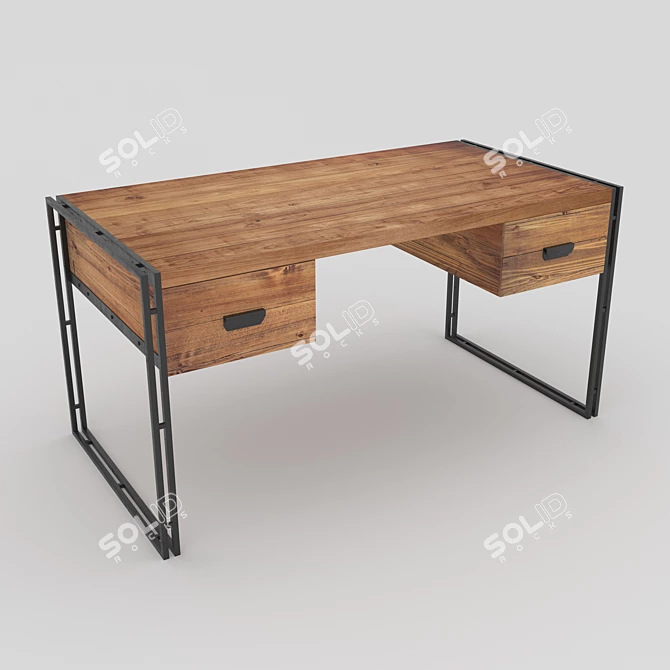 Urban Wood Metal Table: Loft Designe 10776 3D model image 1