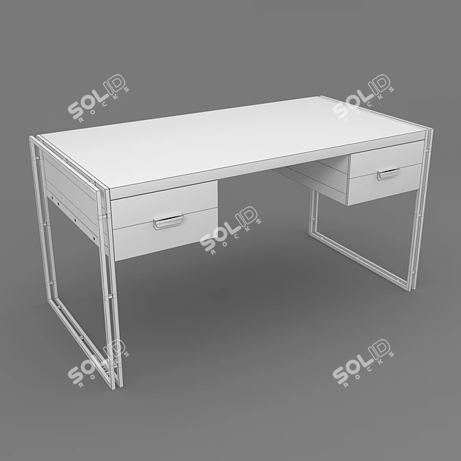 Urban Wood Metal Table: Loft Designe 10776 3D model image 3