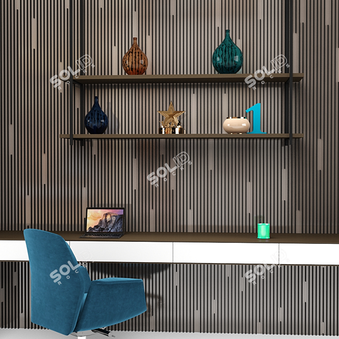 Versatile Wardrobe with Study Table 3D model image 2