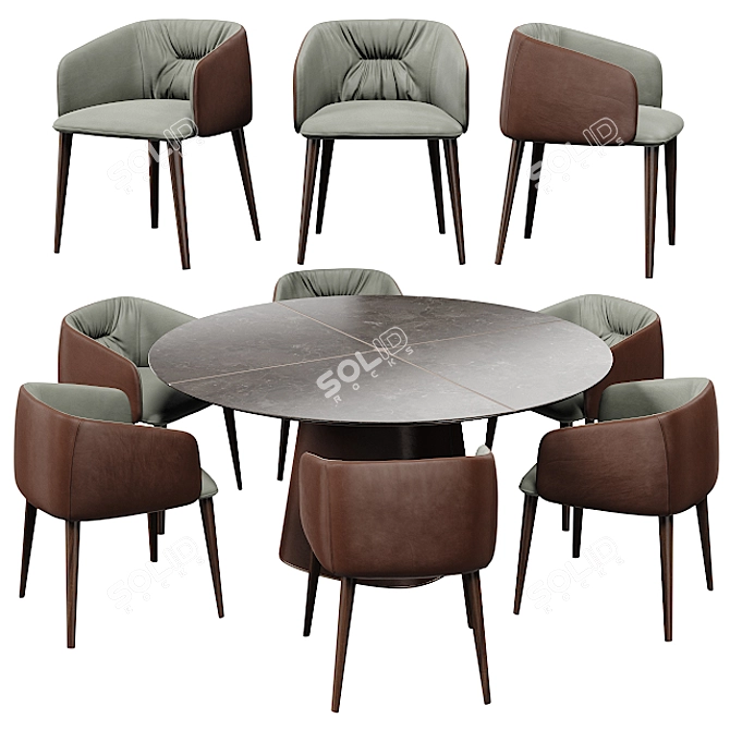 Monomaterial Sofy Chair and Artu-160 Table 3D model image 1