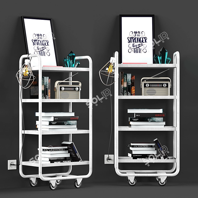 Elegant Bedside Set: Books & Decor 3D model image 1