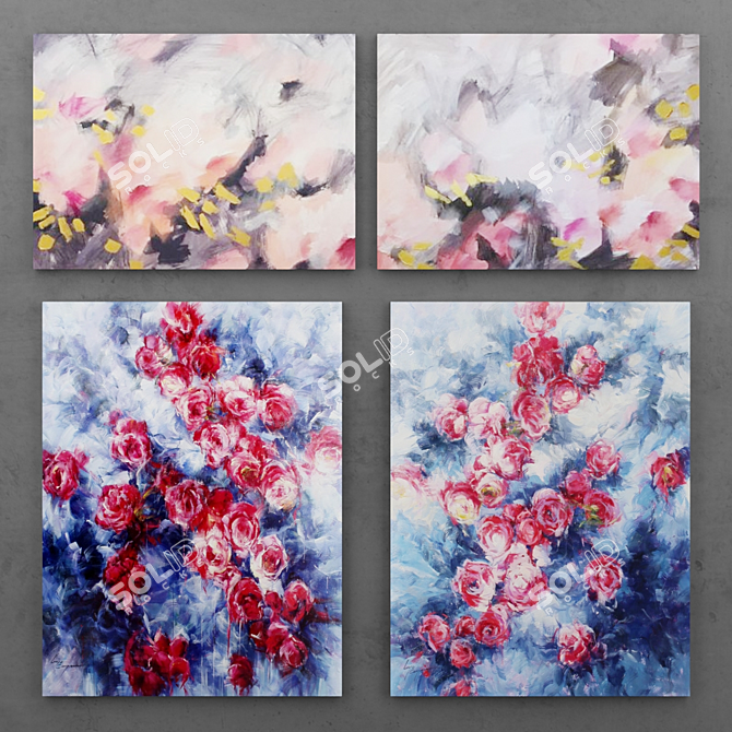 Abstract Rose Paintings 3D model image 1