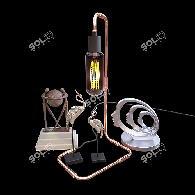 Elegant Decorative Figurine Set 3D model image 1