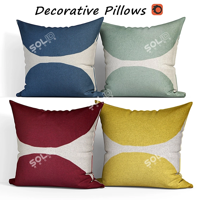 Embroidered Floral Decorative Pillows - Set of 148 3D model image 1