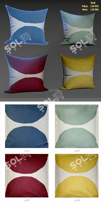 Embroidered Floral Decorative Pillows - Set of 148 3D model image 2