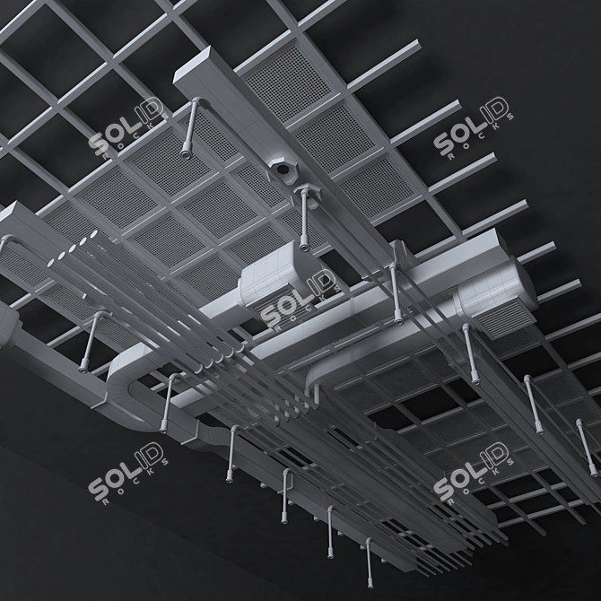 Industrial Pipe Ceiling Fixture 3D model image 3