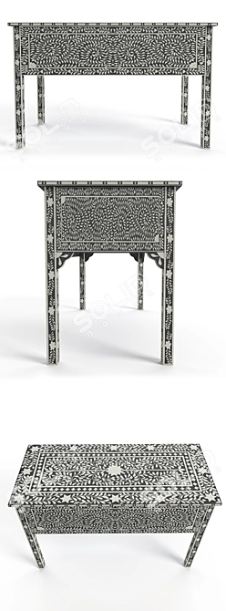 Elegant Black Bone Console Table 3D model image 2