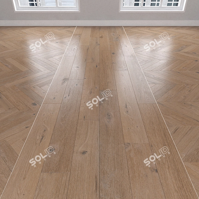  Oak Parquet: Herringbone, Linear, Chevron 3D model image 1