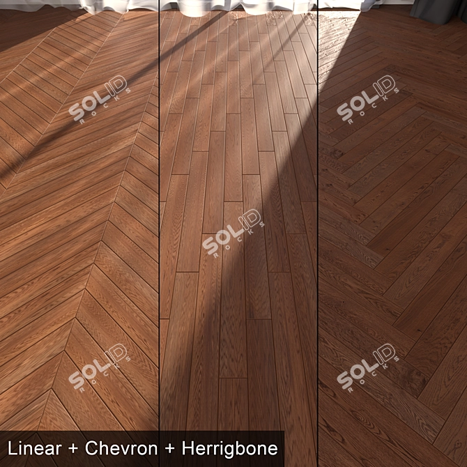 Elegant Carvi Parquet: Linear, Chevron & Herringbone Designs 3D model image 1