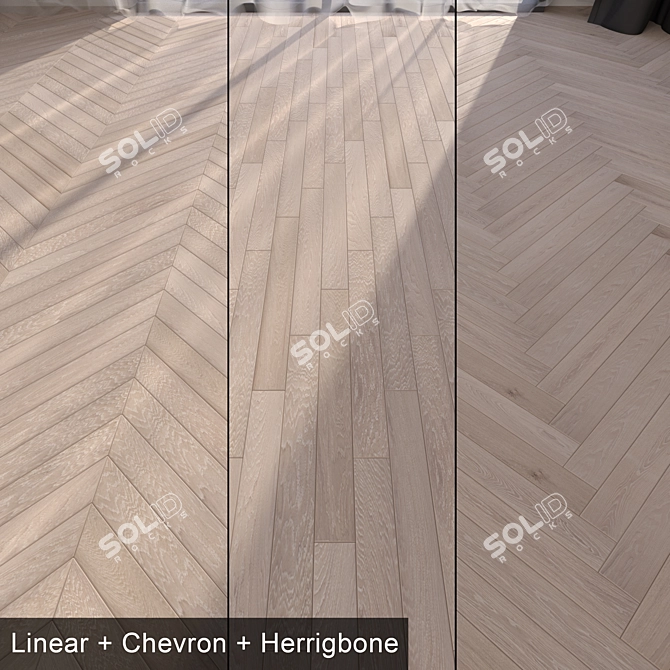 Cashmere Oak Parquet: Linear, Chevron & Herringbone | High-Resolution Textures | 3ds Max & FBX 3D model image 1