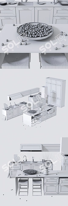 Sleek Frame Lack Kitchen: 18 Elegant Color Options 3D model image 3