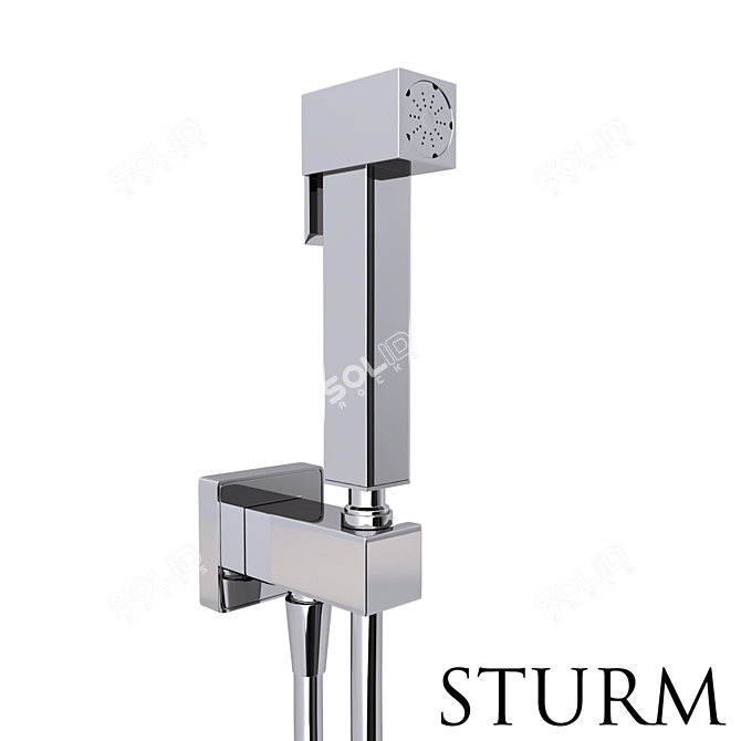 Stylish Chrome Hygienic Shower 3D model image 1