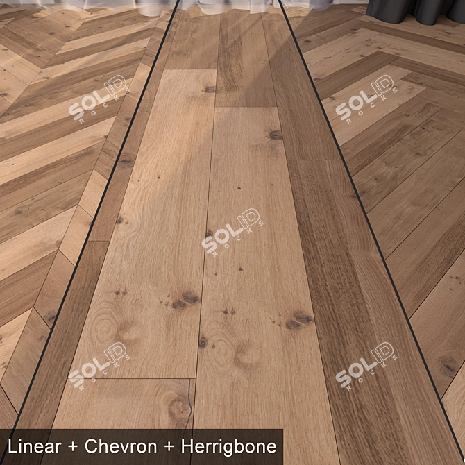  Parquet Floor Set: Linear, Herringbone, Chevron - 29 Styles 3D model image 1