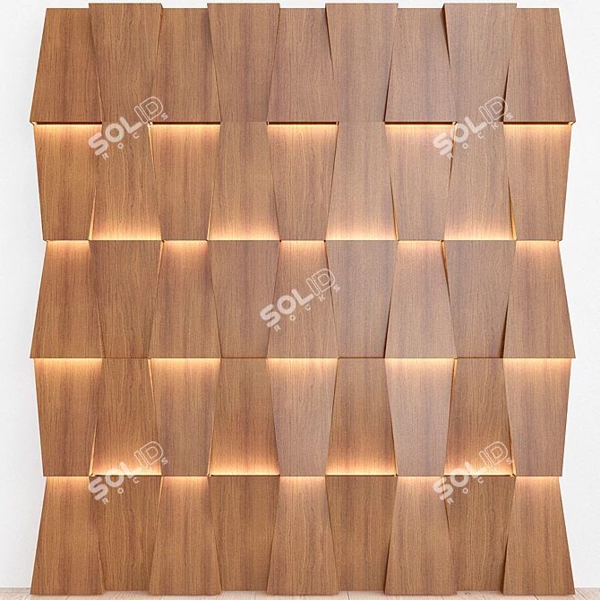 Sleek Wave 3D Wall Panels 3D model image 1