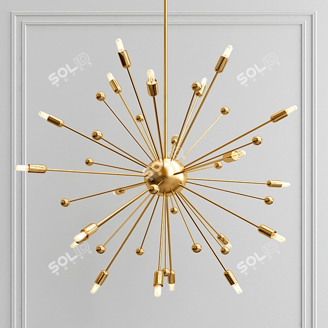 Italian Brass Sputnik Chandelier 3D model image 1