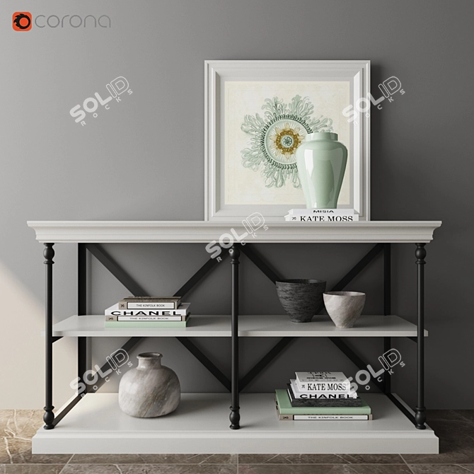 Elegant Parisian Cornice Console 3D model image 1