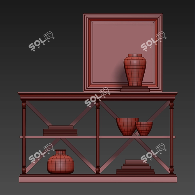 Elegant Parisian Cornice Console 3D model image 2