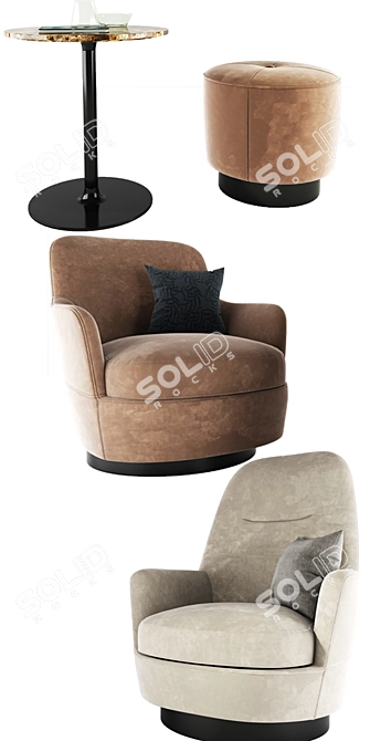 Modern Minotti Armchair Set - Elegant Design & Complete Accessories 3D model image 2