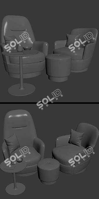 Modern Minotti Armchair Set - Elegant Design & Complete Accessories 3D model image 3