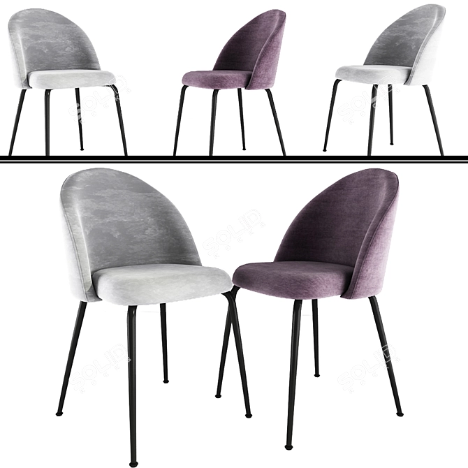 Elegant Charcoal Dining Chair 3D model image 1