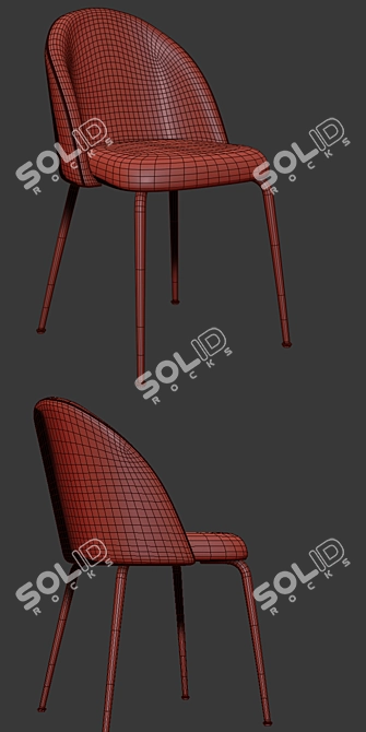 Elegant Charcoal Dining Chair 3D model image 2