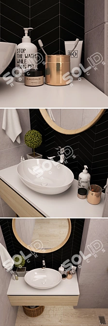 Modern Bathroom Vanity Set 3D model image 2