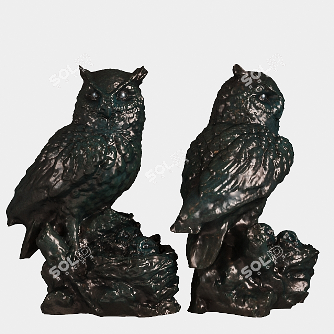 Sculpted Owl Garden Decor 3D model image 1