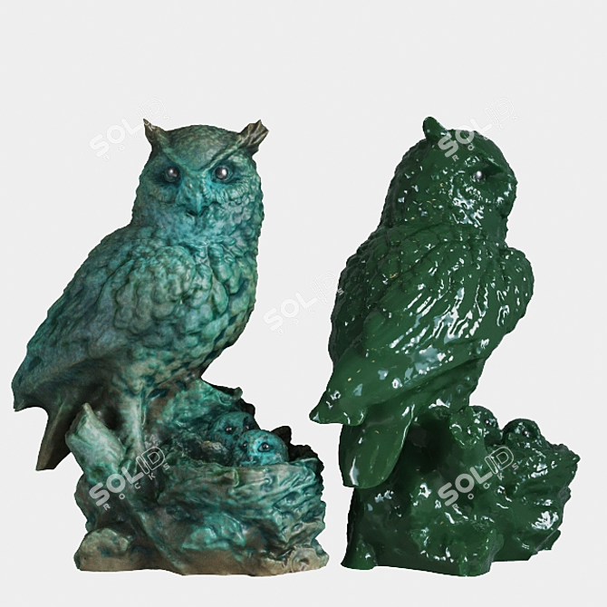 Sculpted Owl Garden Decor 3D model image 2