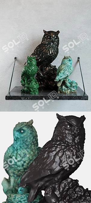 Sculpted Owl Garden Decor 3D model image 3