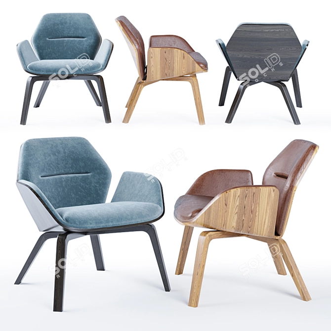 Stylish Ginkgo Armchair 3D model image 1