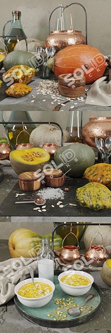 Harvest Pumpkin Decor Set 3D model image 2