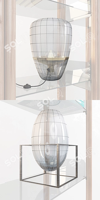 Elegant Walnut Bookcase with Glass Shelves - Myria 3D model image 3