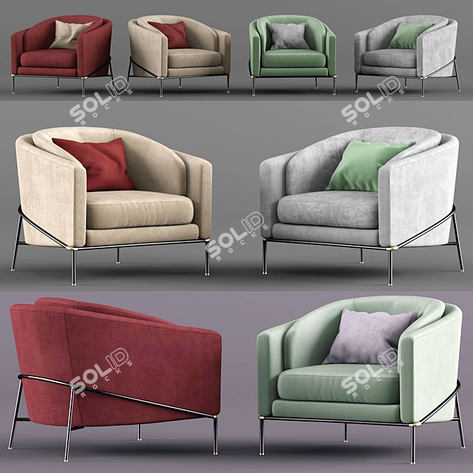 Elegant Minotti FIL NOIR Sofa 3D model image 1